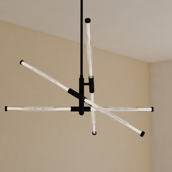 Avalon 3-Light 27 in. Wide Matte Black Pendant Light with Frosted White Shade, Integrated LED Adjustable Ceiling Fixture