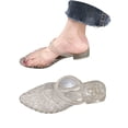 thumbnail image 3 of oqasdz Women's Slippers Summer On Sandals with Pointed Toe Mid Heel Hollow Toe Wrap Stylish Jelly Summer Casual Wear,White, 3 of 7