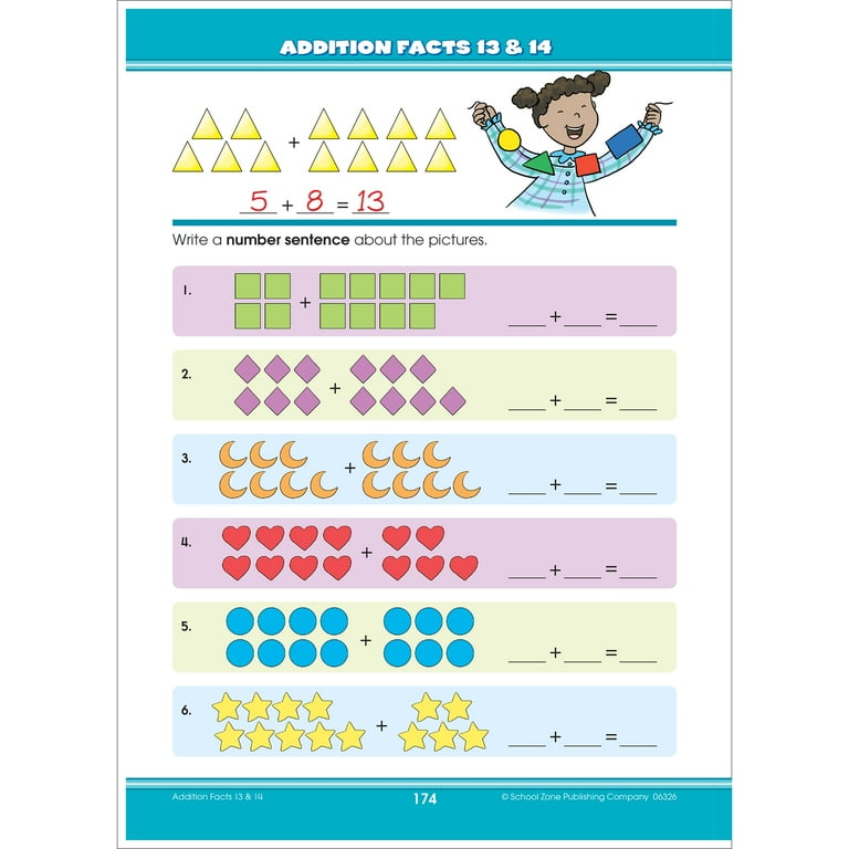 School Zone Big Math 1-2 Workbook - Learning Kids Book