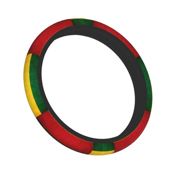 15 Inch Elastic Steering Wheel Cover Retro Reggae-Rastafarian Flag Steering Wheel Cover Universal Neoprene Steering Wheel Covers Protector
