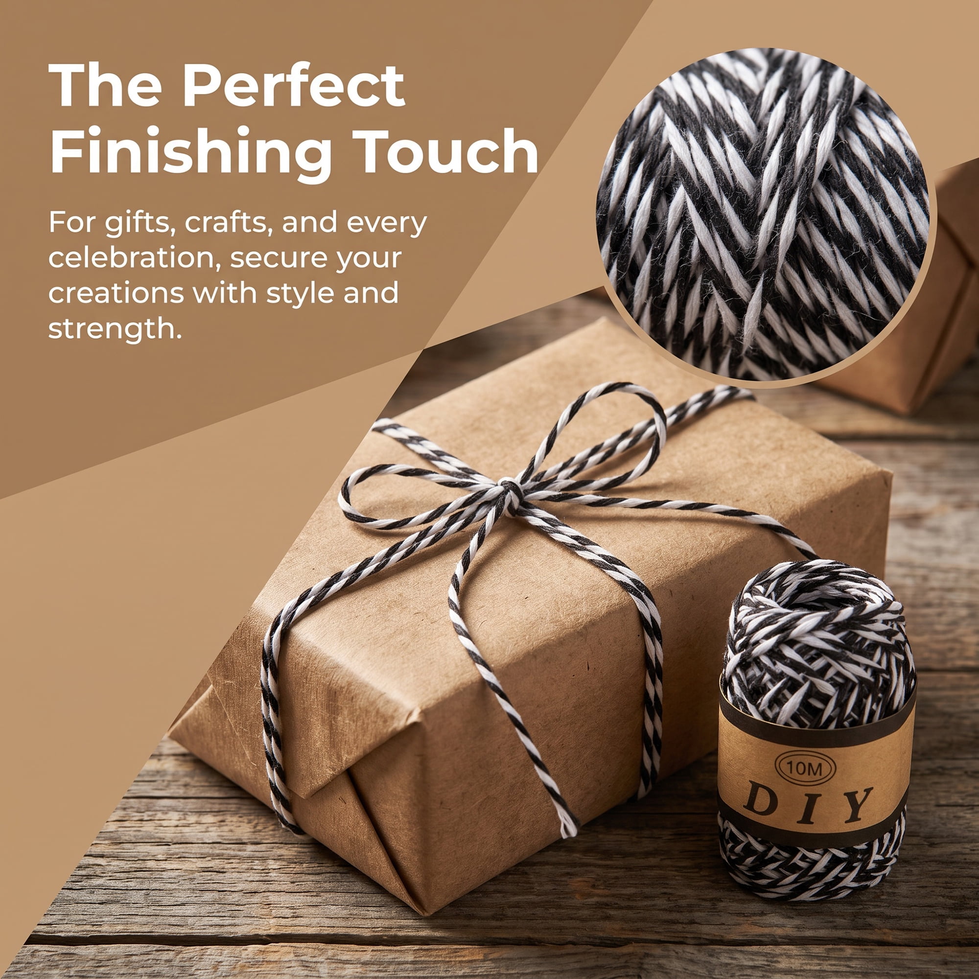Unique Bargains Twine for Gift Wrapping and Crafting Uses Black 10.9 Yard