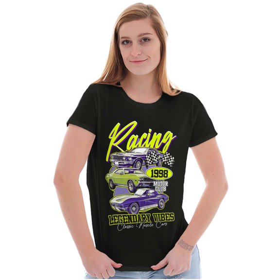 Racing Legendary Vibes Muscle Cars Womens Slim Fit Graphic Tee Brisco Brands S