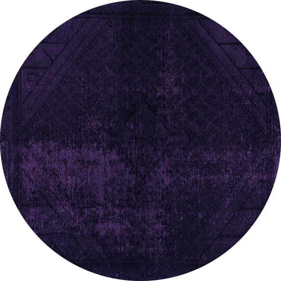 Ahgly Company Indoor Round Abstract Purple Modern Area Rugs, 3' Round