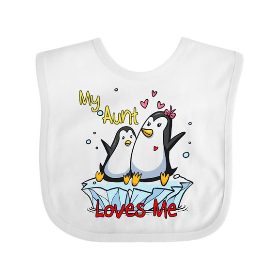 Inktastic My Aunt Loves Me Penguin Boys or Girls Baby Bib