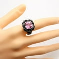 thumbnail image 2 of PAMTIER Unisex Stainless Steel Personality Classic Square Cut Pink Gemstone Rhinestones Signet Wedding Ring Gothic Punk Comfort Fit Hip Hop Size 12, 2 of 4