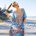 thumbnail image 3 of Miss Lavish London Kaftan Tunic One Size Cover Up Maxi Dresses Lougewear Embellished Kimono (132-Blue, One Size), 3 of 8