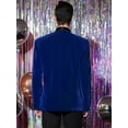 thumbnail image 3 of Unique Bargains Men's Slim Fit Shawl Lapel One Button Wedding Velvet Tuxedo Blazer 2XL Blue, 3 of 6