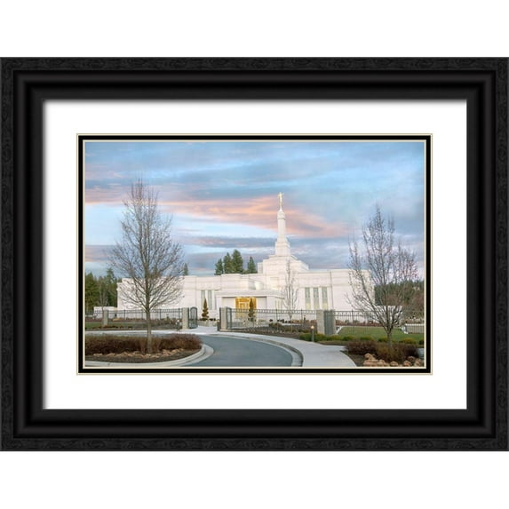 Murdock, Ramona 14x11 Black Ornate Wood Framed with Double Matting Museum Art Print Titled - Spokane Temple