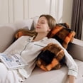 thumbnail image 5 of Animebody Orange Black Grid Print Velvet Bed Rest Pillows, 5 of 9