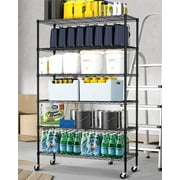 YRLLENSDAN Heavy Duty Garage Shelves and Storage on Wheels, 2100lbs Capacity 82"H 6 Tier Metal Shelves with Wheels for Garage Adjustable Wire Shelving Unit Rack Utility Shelf for Kitchen Home