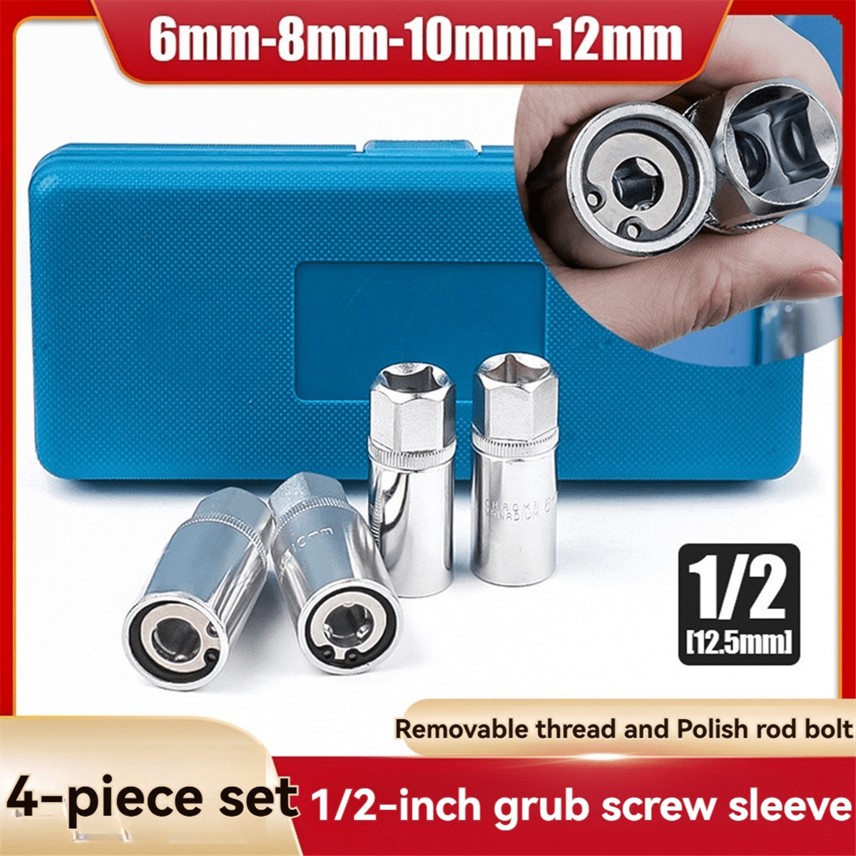 4pcs Stud Extractor Set Broken Removal Socket Metric Remover Tool Drive Nut Puller