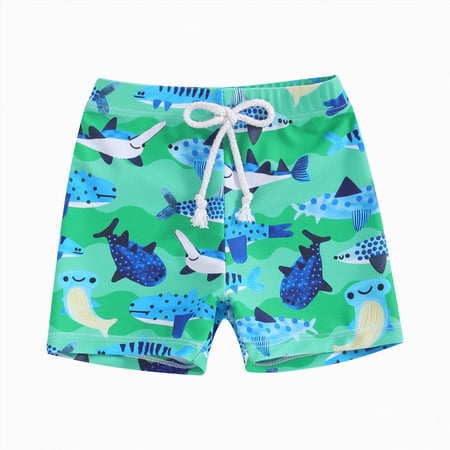 Curenmufel Toddler Boy Bathing Suit Toddler Baby Boys Swim Shorts Leaves Print Swimming Trunk Kids Boy Hawaiian Beach Board Shorts Swimwear 3T 4T (Green 3-4 Years)