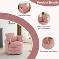 thumbnail image 2 of Ktaxon Swivel Corduroy Round Chair, 360-Degree Rotation Accent Chair, Double Layer Cushion Sofa with Lumbar Pillow, Ideal for Home Office Pink, 2 of 7
