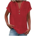 thumbnail image 7 of Puntoco Short Tops Blouses for women Clearance Women's Casual Short Sleeve Solid Ladies Round Neck Top Blouse Red XL(XL), 7 of 7