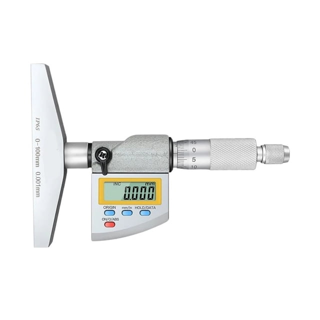 IP65 Level 0-100mm Digital Depth Micrometer 0.001mm Electronic Depth Micrometer Base Machinist Mico Gauge Deep Micrometer ,Easy to Operate