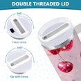 thumbnail image 5 of 30 oz Insulated Stainless Steel Tumbler Double Wall Stainless Steel Tumbler with 2-Way Drinking Watercolor Sparkling Cherries, 5 of 9