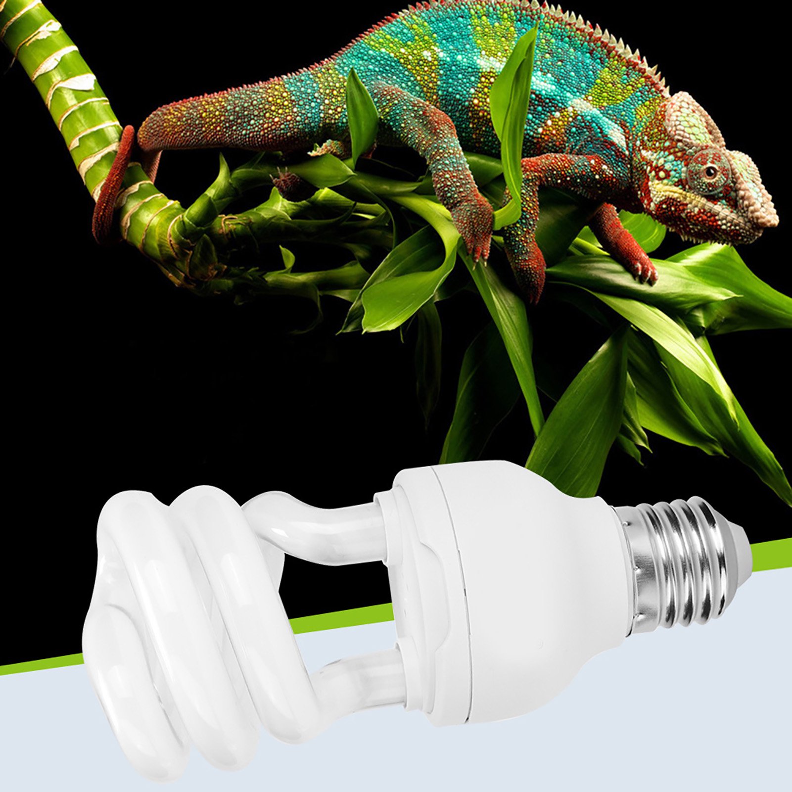NFTIGB 13W UVB Reptile Heat Lamp Compact Bulb 10.0 for Tortoise, Lizard, Snake Terrarium Basking, Energy Saving Sunlight Calcium Supplement Light (220-250V, 5.9 inches / 15 cm)