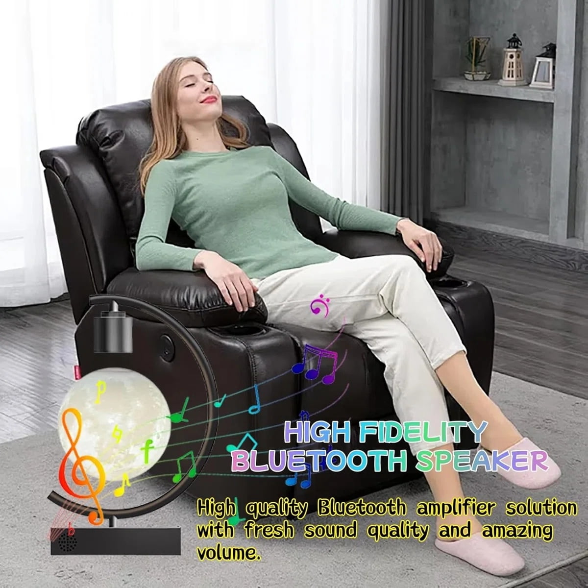 Magnetic Levitating Moon Desk Lamp with Bluetooth Speaker, 3-Color Light, Home Office Decor & Unique Gift