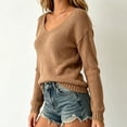 thumbnail image 5 of Edvintorg Cardigan Sweaters for Women Long Sleeve V Neck Loose Casual Knit Pullover Top Women's Clothing S-XL Khaki, 5 of 9