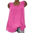thumbnail image 2 of Tank Tops for Women Cotton Linen Lightweight Crewneck Loose Fit Sleeveless Shirt Summer Outfits, 2 of 4
