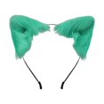 thumbnail image 4 of Diadema con orejas para fiesta, hecha a mano, con pelo sintético, ideal para disfraz de carnaval. Verde, 4 of 9