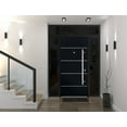 thumbnail image 3 of Front Exterior Prehung Steel Door / Deux 6083 Black Enamel / 2 Side and Top Exterior Window Sidelite / Stainless Inserts Entry Metal Modern Painted W16+36+16" x H80+16" Right hand Inswing, 3 of 5