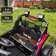Joyracer 4WD 24 Volt Ride on Toys, Power Truck Wheels with 2 Seaters, Holiday Gift with Remote, LED Light, Bluetooth, Pink