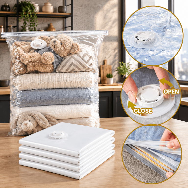 4 Pack Vacuum Storbags Size (31*40 Inch) Cream - Walmart.com