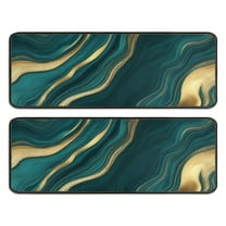 Kitchen Rugs Sets Of 2,Teal Gold Marble Pattern Anti Fatigue Kitchen Mat Rugs Non Slip Washable,Decorative Kitchen Floor Mats for Kitchen,Sink,Laundry,17"x47" 17"x47"