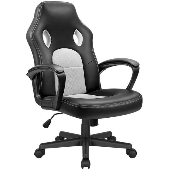 Office Gaming Chair Leather Computer Chairs High Back Ergonomic Adjustable Racing Game Desk Chair Executive Conference Chair (White)