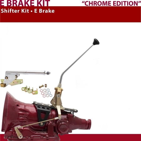 American Shifter TH350 Shifter Kit 12 in. E Brake Chrome Dual Shift Floor Hndl Ringed Knob for CDE8C