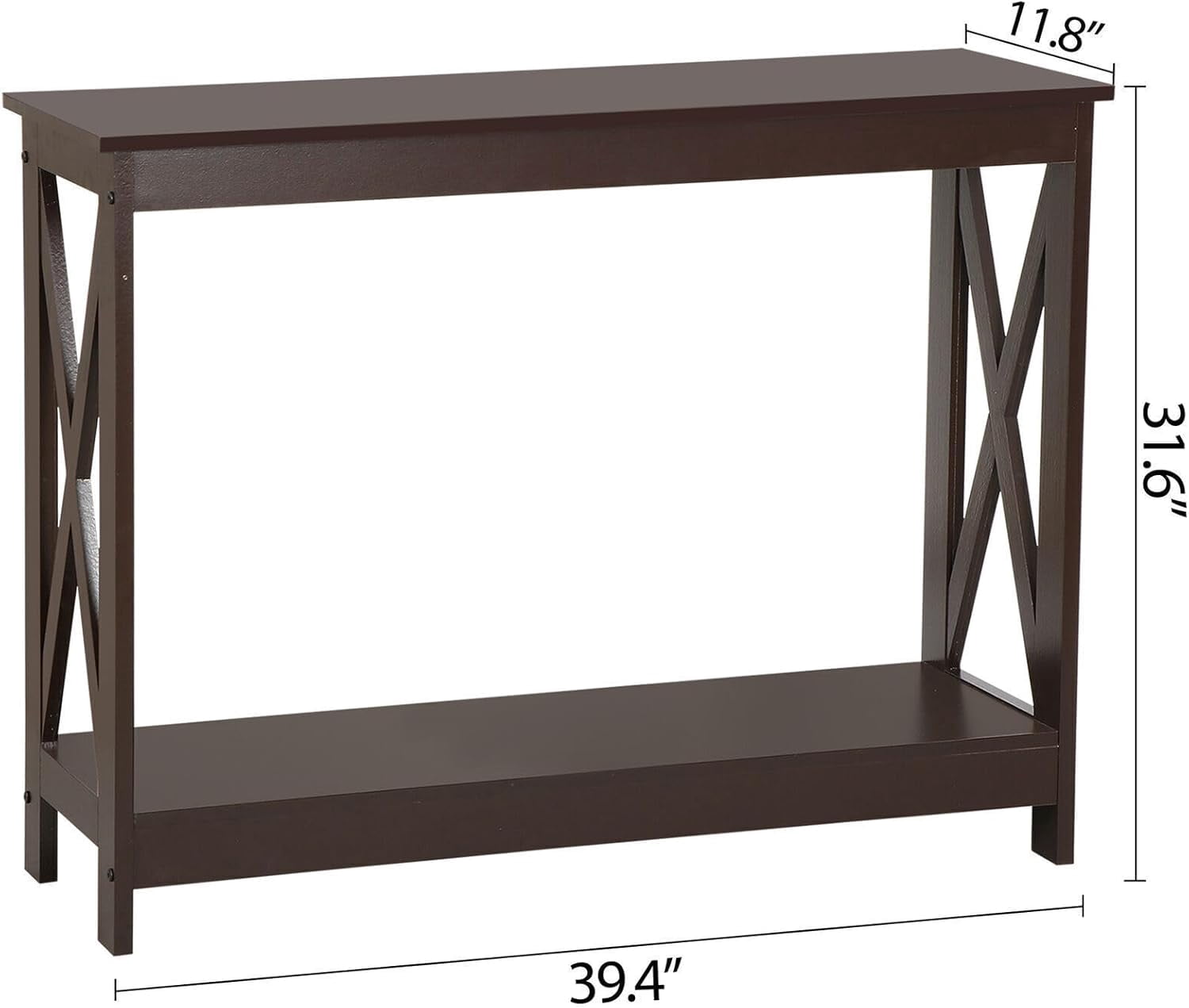 Console Table 2-Tier with Storage Shelf,X-Design Bookshelf Narrow Accent Table for Entryway Hallway Living Room Sofa Side Table,Black