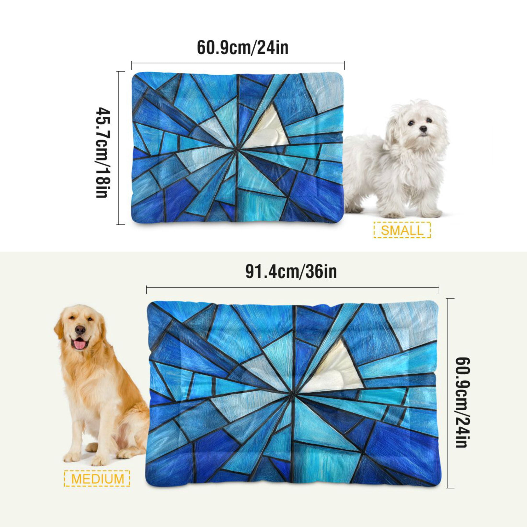 Qxltty Blue Irregular Glass Ped Pad Wear-resistant and Hard to Bite Through Sleeping Pad for Small Medium Large Dogs Winter Pet Bed 36×24in