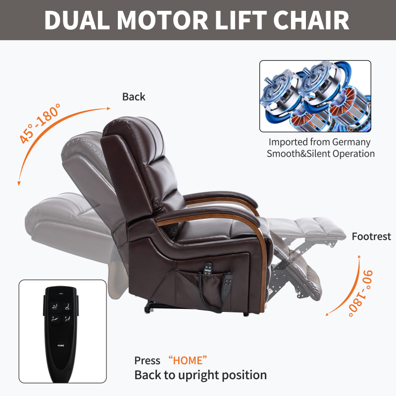 Power Blue Chenille Lift Recliner Chair Dual Motor Infinite Position Up to 350 LBS with Solid Wood Armrests, Heat Massage and Heavy Duty Motion Mechanism