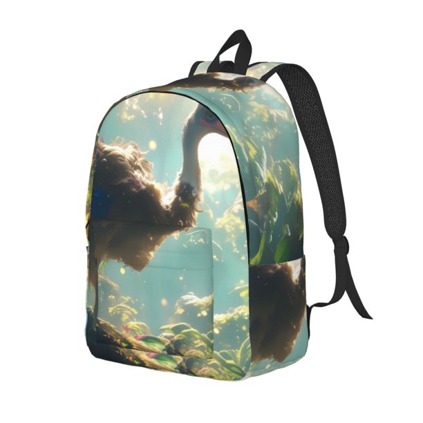 Disketp Majestic Ostrich In Forest Mochila de Lona Estampada, Mochila Escolar de Viaje Ligera para Estudiantes y Portátil-Medium