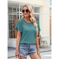 thumbnail image 5 of Women'S Short Sleeve Shirts Dressy Lace Summer Tops 2025 Spring Trendy Casual T-Shirts Cute Blouses Lake Blue M, 5 of 8