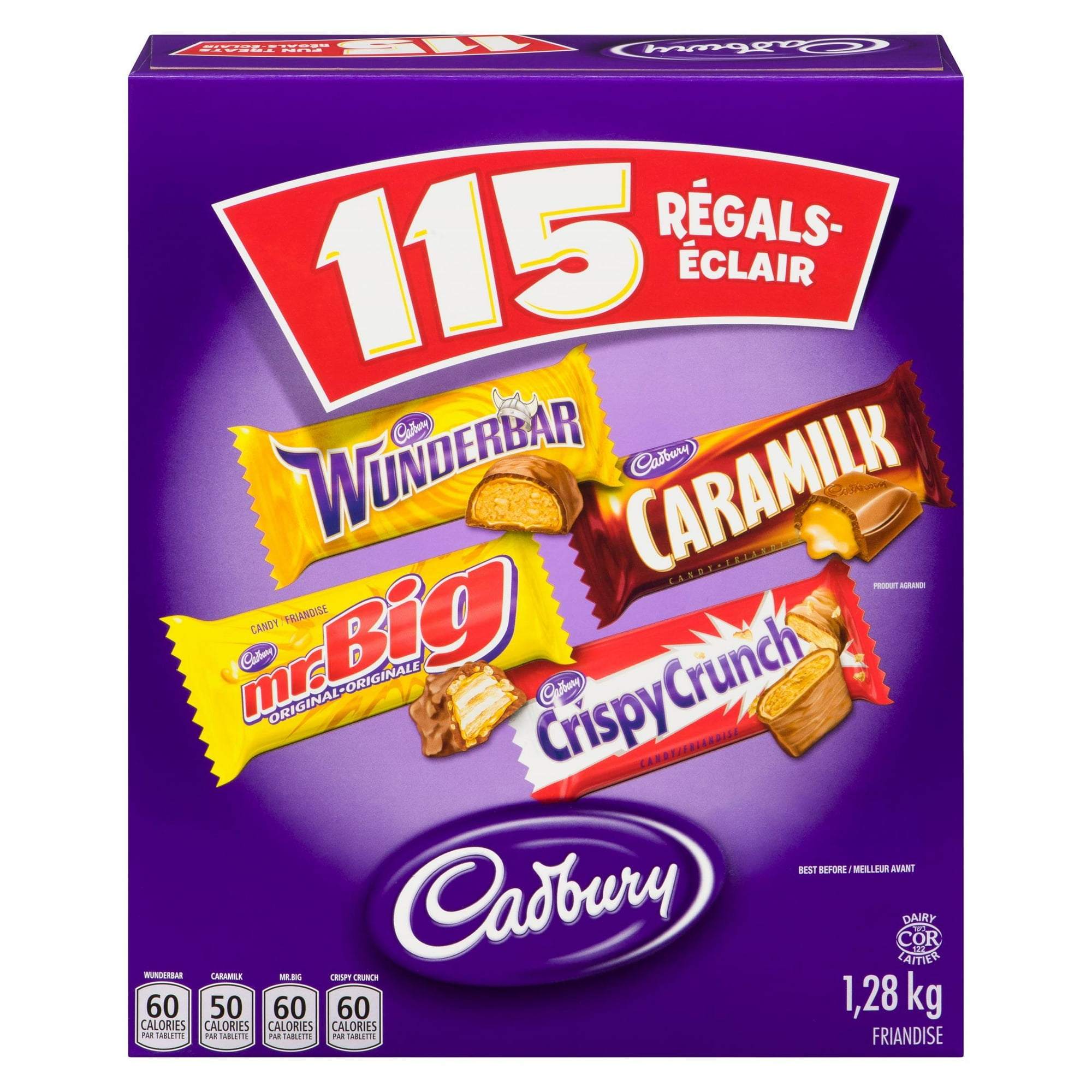 Cadbury, Assorted Chocolatey Candy Bars, Caramilk, Mr. Big, Crispy Crunch, and Wunderbar, Halloween Treats, Halloween Candy, Halloween Chocolatey Candy, 1.28 kg
