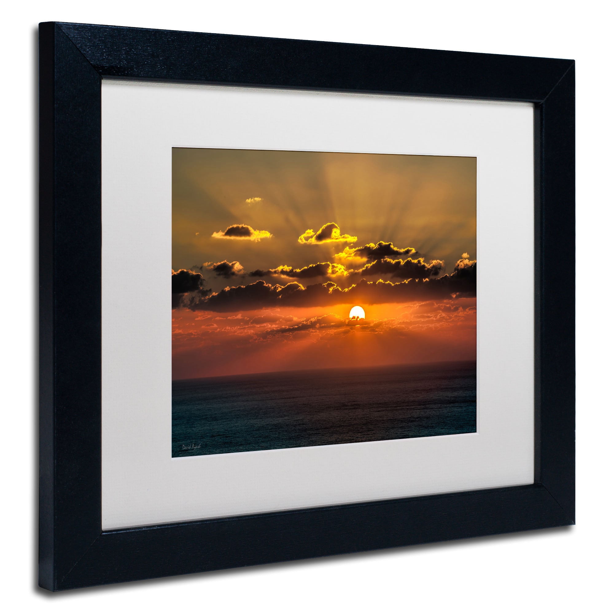 Trademark Fine Art "Mediterranean Sunset" Canvas Art by David Ayash, White Matte, Black Frame