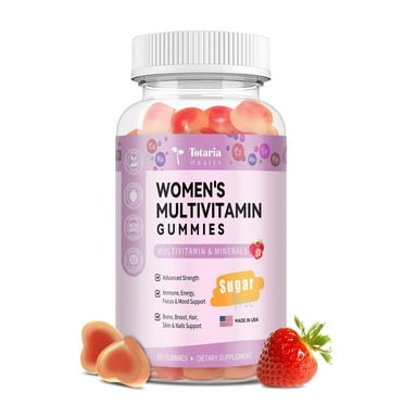 Totaria Sugar Free Multivitamin Gummies for Women 14  w/Inositol, Support Hair, Skin, Energy, Immune, Strawberry Flavor - 60 Gummies