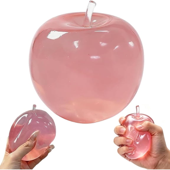 Apple Squishy Slow Rising Stress Relief Slushy Apple Squishy, Realistic Dragon Fruit Strawberry Shaped Squeeze Stress Balls, Soft Cute Anxiety Relief Gift（Apple-Pink）