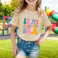 thumbnail image 2 of Girls Crew Neck Printed Short Sleeve T-shirt for Back to School,Comfortable Casual Kids Tops,Matches Pants and Skirts, 2 of 4