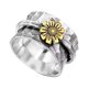 thumbnail image 3 of Anillo floral, anillo giratorio de plata con margaritas, anillo de ansiedad, anillo giratorio de plata con margaritas, calidad superior, 3 of 9