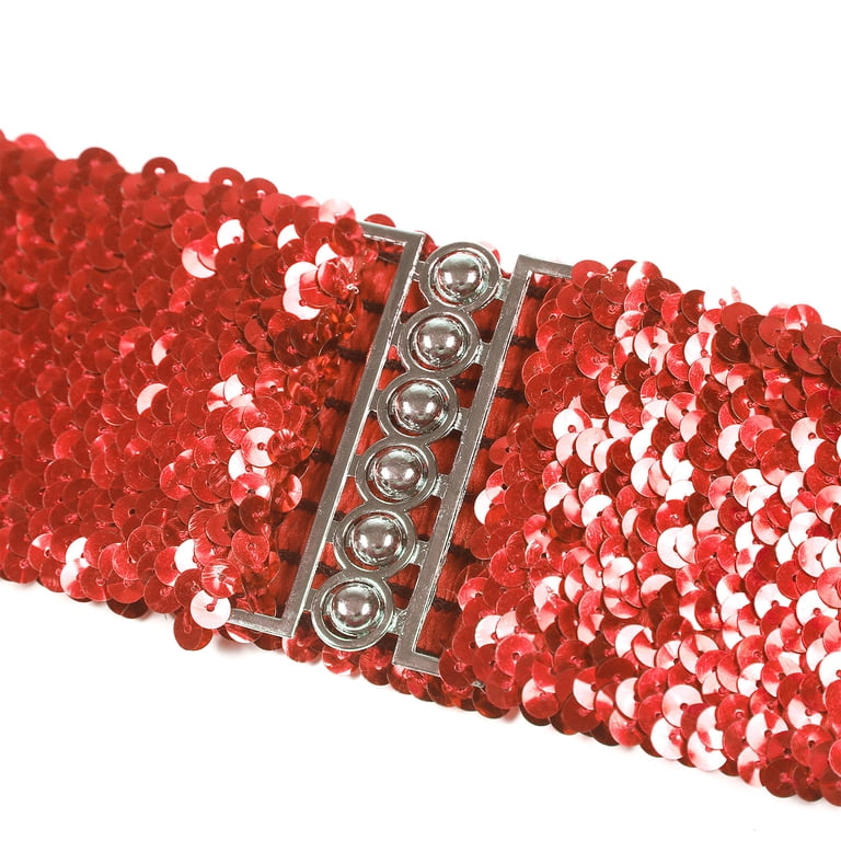 vastwit Sparkle Sequin Waist Belt Widen Elastic Girdle Belt  display picture 1
