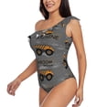 thumbnail image 2 of Easygdp Construction Machines Women's One Shoulder Ruffle Monokini Bathing Suits with Removable Chest Pad, Quick Drying - XX-Large, 2 of 8
