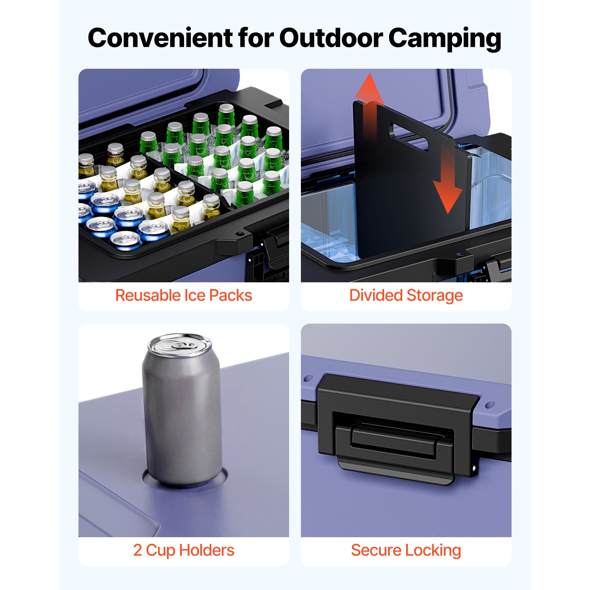 KFFKFF Hard Cooler, 45QT Portable Rolling Cooler with Wheels, Leak-Resistant Coolbox Keeps Contents Cool for 48 Hours, Ice Retention Insulated Chests, Ultra-Light for Outdoor Picnics, Grill, Camping