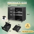 thumbnail image 3 of DEVAISE File Cabinet, 3 Drawer Lateral Filing Cabinet, Printer Stand with Open Storage Shelves on Wheels for Home Office, Kids Room, Black, 3 of 10