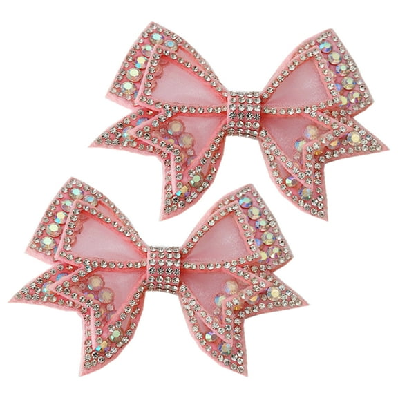 Raindrops Bowknot Shoe Charms Rhinestone Pink 1 Pair 3.35X2.36X0.79In