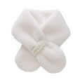 thumbnail image 2 of Faux Fur Knit Scarf for Women, Thickened Fleece Neck Warmer, Winter Solid Color Shawl(White), 2 of 3