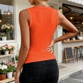 thumbnail image 5 of Hesxuno Women Fashion Tank Top Slim Fit Casual Sleeveless Tees Crew Neck Flower Applique Cami Tops Summer Solid Casual Tanks Orange M, 5 of 6