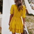thumbnail image 1 of Femmes Robe, Robe Courte à Manches Courtes Causale à la Mode Confortable pour le Printemps pour les S Jaunes d'Été, 1 of 6